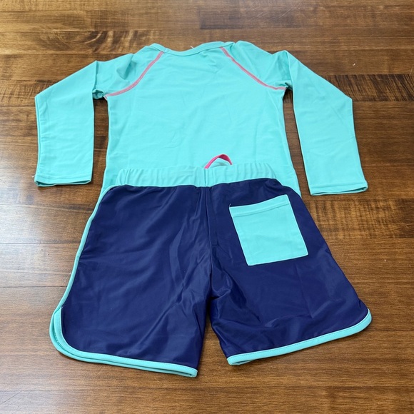 Kids Rashguard Set - Aqua and Navy - Picture 3 of 3